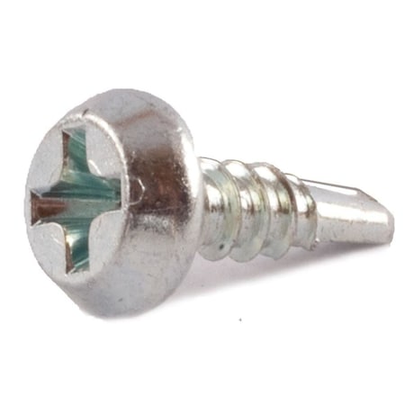 Newport Fasteners Self-Drilling Screw, #6 x 7/16 in, Zinc Plated Steel Pan Head Phillips Drive, 100 PK 637794-100